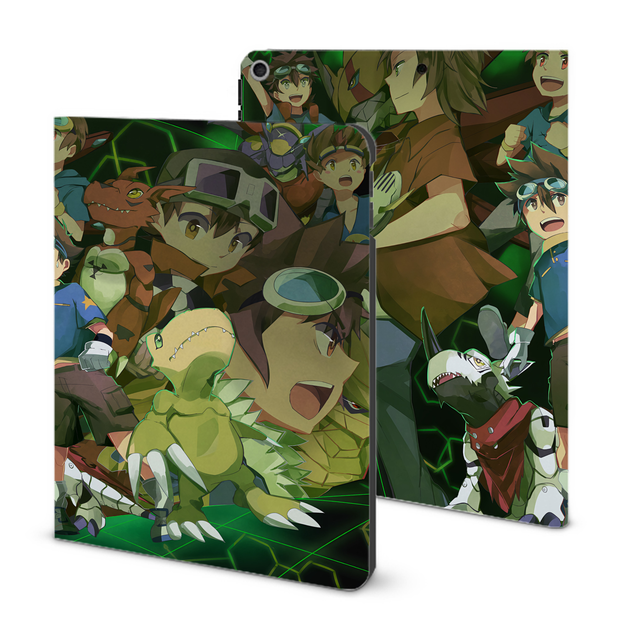 （画像用） Digimon デジタルモンスター/デジモン IPad ケース ブック型 PUレザー TPU 耐衝撃 軽量 薄型 ペン収納なし 全面保護 IPad 各モデル対応